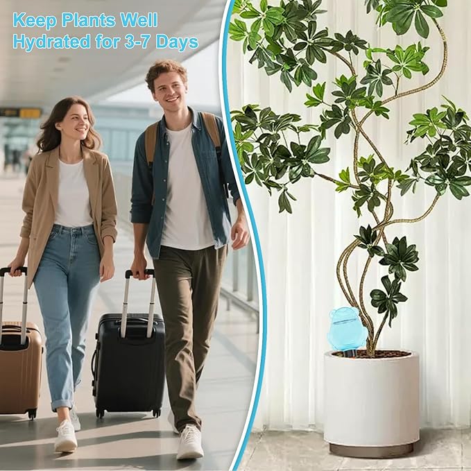 3Pcs Frog Plant Self Watering Globes for Indoor and Outdoor Plastic Water Bulbs Top Fill Plant Watering Globes Slow Release Terracotta Plant Watering Devices System for Plants, Blue
