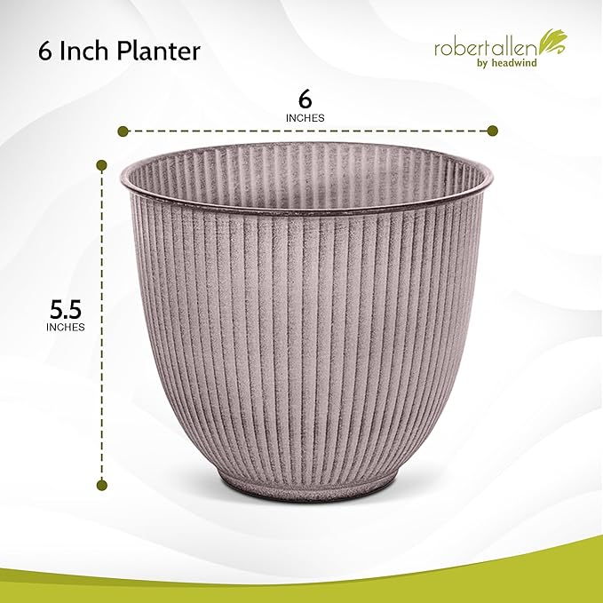 Headwind Robert Allen Natural Ironstone Decorative Planter, Archer Collection, Latte, 6-inch