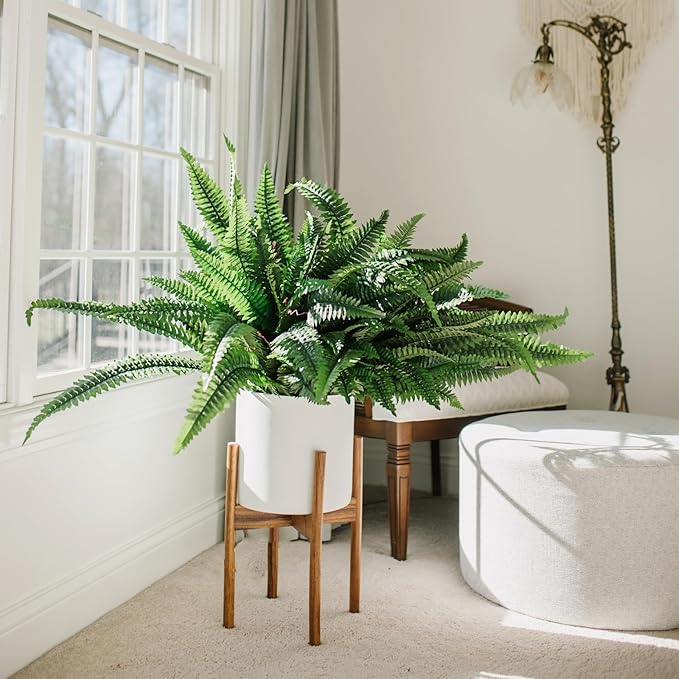 CQURE 48" Large Fake Fern Artificial Ferns for Outdoors,Set of 2 88 Fronds Realistic Artificial Boston Ferns Bush Plant for Indoor Outdoor Garden Porch Decor (Lifelike,UV Resistant,No Maintenance)