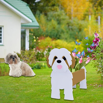 Brown Shih Tzu Dog Planter Plant Pots,Cute Large Dog Flower Planter,Gifts for Pet Lovers,Unique Animal Plant Pots,Office,Indoor Outdoor Garden Decor(9.84 * 9.06 * 17in)