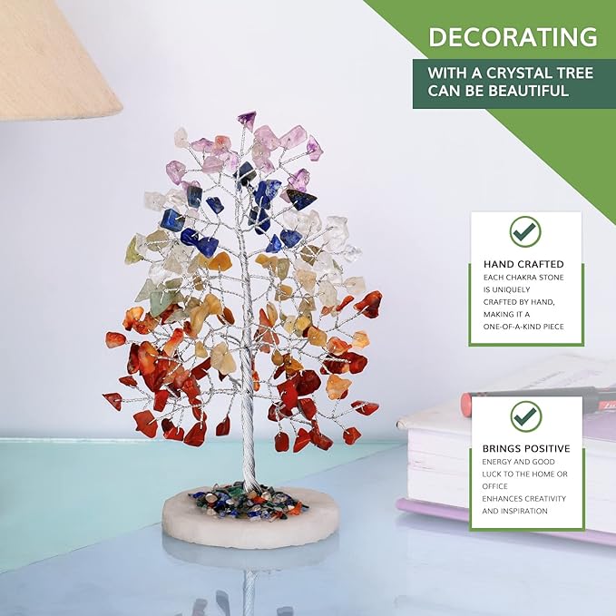 7 Chakra Tree - Chakra Tree of Life Crystal Tree - Gemstones and Crystals - Money Tree - Positive Energy - Spiritual Stuff - Reiki Crystals and Healing Stones - Holistic Gifts