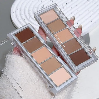 5 Colors Matte Nude Eyeshadow Makeup Palette, Nude Pink Brown Cocoa Neutral Matte Smokey Cream Mini Eye Shadow Palette Makeup for Older Women Blue Green Eyes, Contour Make up Palettes sombras de ojos