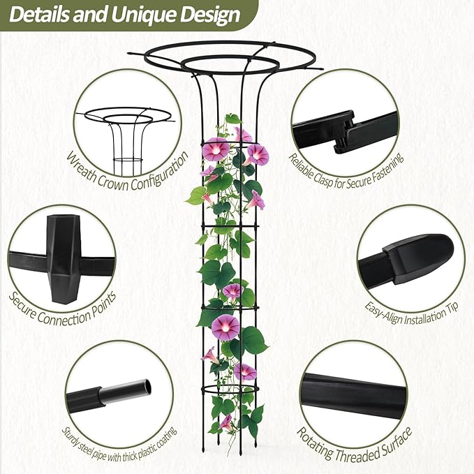 Trellis for Climbing Plants Outdoor - 69"(H), Expandable and Rust-Proof Metal Plant Support, Easy Installation, Garden Trellis for Potted Roses, Vines, Jasmine(2 Pack)