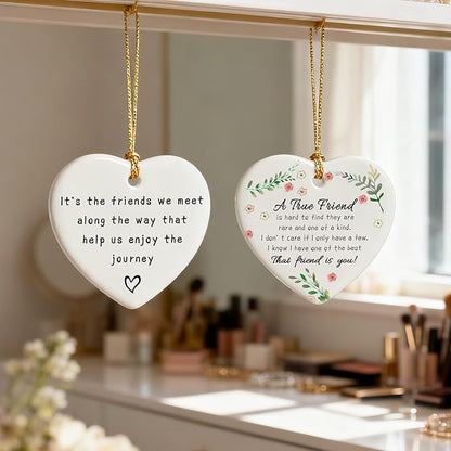 A True Friend is Hard to Find They are Rare and One of a Kind - Birthday, Christmas Friendship Gift | Gifts for Best Friend, Bestie, Female BFF | Ceramic Keepsake, Friendship Christmas Ornament
