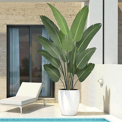 Artificial Bird of Paradise Tree 6FT with 13 Leaves Realistic Thick Banana Leaf Tall Large Faux Tropical Plant 70 Inch Black Pot for Indoor Home Office Poolside Porch Mall Hotel School Decor