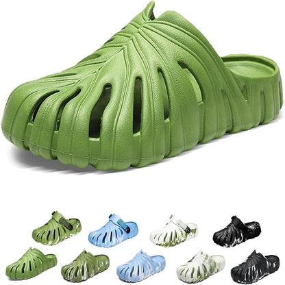 Variegated Monstera Shoes for Women and Men, Monstera Leaf Pattern Slippers Summer, Anti-Slip Soft Plant Print Slides