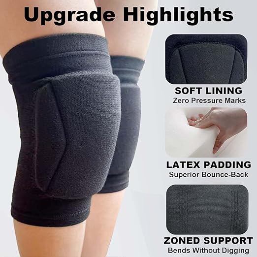 Men Women Knee Pads for Volleyball Wrestling Sports, Protective Kneepad for Dance Fitness Workout, Lightweight Compression Knee Sleeve for Gardening Cleaning Kneeling Work for Christmas, Black Plus Size (1 Pair)