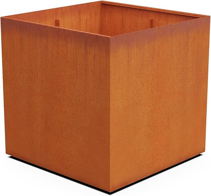 PLANTERCRAFT Corten Steel Planter Square Cube Metal Garden Box Heavy Duty | Made in USA | Fully Assembled | Commercial Residental Outdoor