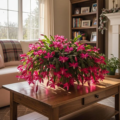 Christmas Cactus Live Plant 4 inch Pot, Christmas Flower Plant, Flower Succulents Plants, Holiday Christmas Cactus for Planting (Pink Christmas Cactus)