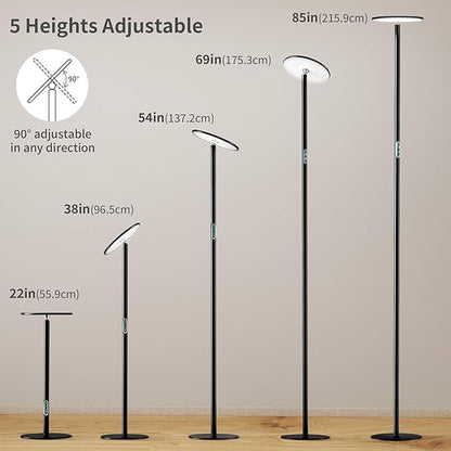 chiphy Grow Lights, 85" Full Spectrum Plant Light for Indoor Plants, 40W Grow Lamp, 10 Dimmable Brightness, Height Adjustable, Ideal for Large Tall Plants