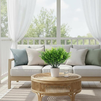 Grevosea 24 Bundles Artificial Greenery Plants, Outdoor UV Resistant Fake Plants Stems Faux Shrubs Boxwood Plant Faux Plastic Greenery for Farmhouse Garden Wedding Indoor Outdoor Decoration