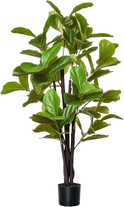 HOMCOM 4.5FT Artificial Fiddle Leaf Fig Tree, Faux Decorative Plant in Nursery Pot for Indoor or Décor
