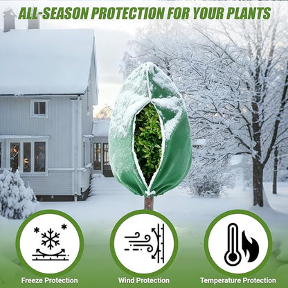 5Pcs Plant Frost Protection Covers 31.5x47.2 Inches – Reusable Breathable Freeze Blankets with Drawstring, Waterproof Non-Woven Fabric Frost Cloth for Winter Plant, Shrub, Tree, and Garden Protection