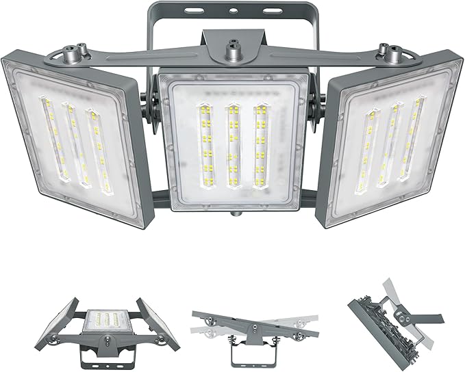 STASUN LED Flood Light Outdoor, Max Series 150W 15000lm 6000K Daylight IP66 Waterproof, Commercial Parking Lot Light, 3 Heads for Yard Street Stadium Floodlight Bright Security Lights for Outdoor Area