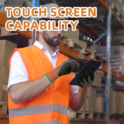 Schwer 6 Pairs Safety Work Gloves Sandy Nitrile Coated LT5626, Max Abrasion Resistant Heavy Duty Working Gloves with Grip for Men Women, Touch-Screen, for General Use, Mechanic, Construction, XXL