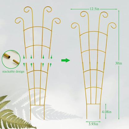 30 Inch Trellis for Climbing Plants Indoor 3 Pack Indoor Plant Trellis for Potted Plants Metal Garden Trellis for pots Indoor Outdoor for Monstera Pothos Vine Ivy Hoya(30inch Gold)