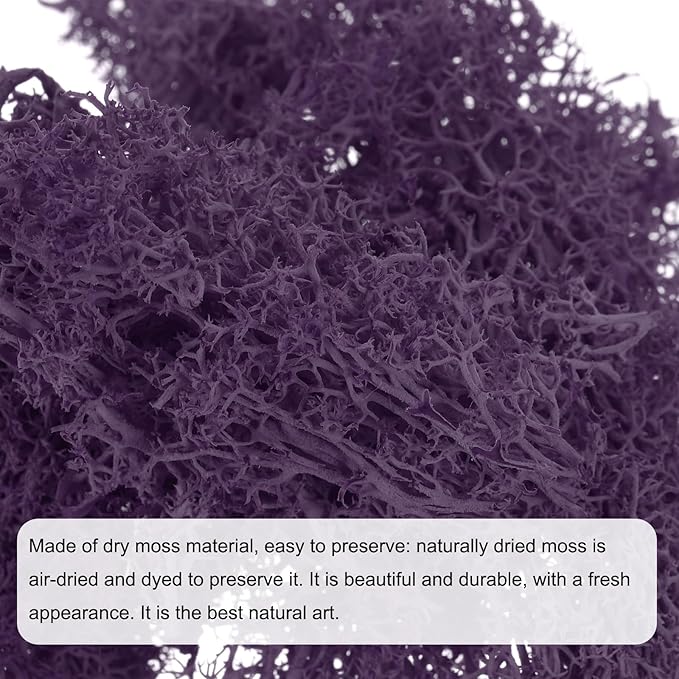 MECCANIXITY 3.5 OZ Moss Fake Craft Moss Artificial Moss Natural Preserved Moss for Craft Arts Floral DIY Project Wall Wedding Garden Patio Table Terrariums Decoration(Dark Purple)