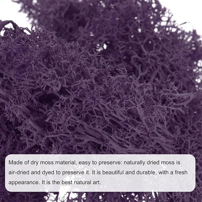 MECCANIXITY 3.5 OZ Moss Fake Craft Moss Artificial Moss Natural Preserved Moss for Craft Arts Floral DIY Project Wall Wedding Garden Patio Table Terrariums Decoration(Dark Purple)