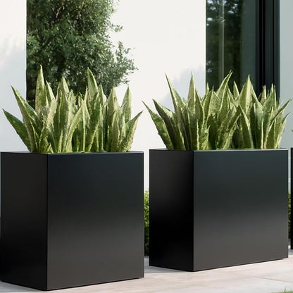 Tall Rectangular Removable Planter for Indoor or Outdoor Terraces, Porches, Durable All Weather, Garden, Modern Design, for Plants, Flowers(Large)
