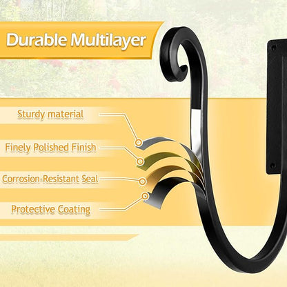 Hose Holder Wall Mount （Metal/8-Inch） Heavy-Duty Garden Hose Hanger Outdoor, Hand-Forged Hose Rack Mount