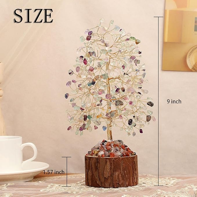 DUQGUHO Fluorite Crystal Tree Positive Energy Tree of Life Spiritual Gifts for Women House Warming Gifts New Home Wedding Gifts Crystal Ornament Home Decor