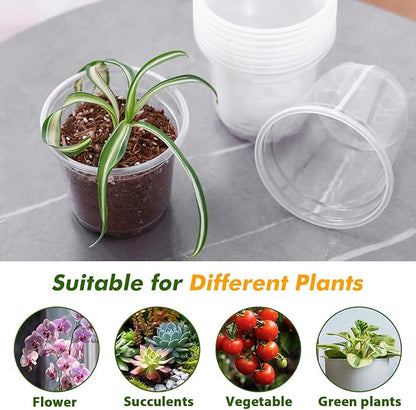 60 Pcs Clear Nursery Pots with Drainage Indoor 4 Inch Nursery Pot with Drainage Holes Plastic Seedling Pots for Plants, Small Seed Starting Pot with Holes Clear Plastic Planter for Indoor Plants