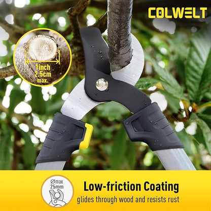 Colwelt Loppers Hedge Clippers Garden Shears 3Pcs, Compact Garden Loppers Shear Set with 17’’ Bypass Branch Cutters & Hedge Shears & Pruners, Tree Shrub Care Kit for Lopping with Soft Grip Handle