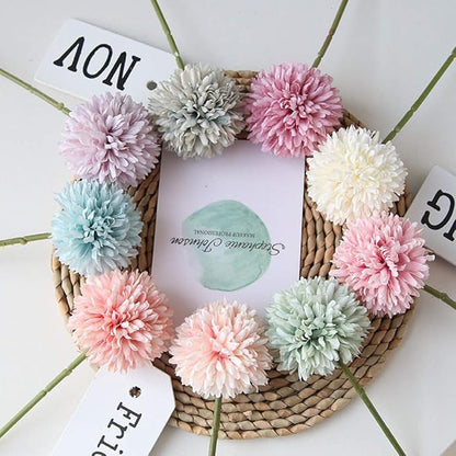 Artificial Flowers Chrysanthemum Ball Flowers Bouquet 10pcs Present for Important People Glorious Moral for Home Office Coffee House Parties and Wedding(Fuchsia)