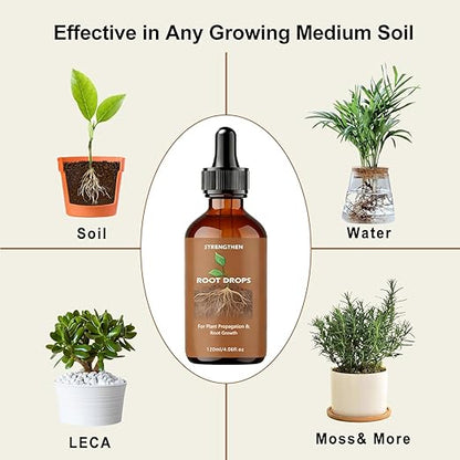 Root Drops,Liquid IBA Rooting Hormone for Cuttings | Propagation Drops for Faster Roots & Less Shock | Works in Water,Soil,LECA | for All Indoor Houseplants Like Pothos,Monstera,Philodendron