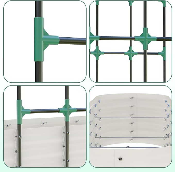 CABIHOME Raised Garden Bed with 96-Inch TrellisGalvanized Steel, Vertical Planter Box for Outdoor Vines, Flowers & Herbs, Expandable, Rust-Proof, Includes Plant Clips & Drainage Netting, White