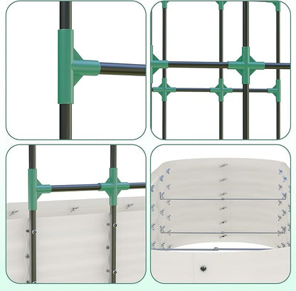 CABIHOME Raised Garden Bed with 96-Inch TrellisGalvanized Steel, Vertical Planter Box for Outdoor Vines, Flowers & Herbs, Expandable, Rust-Proof, Includes Plant Clips & Drainage Netting, White