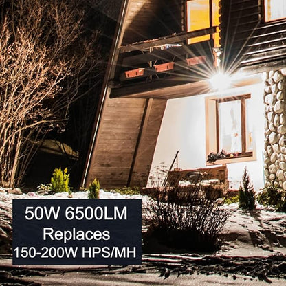 kadision LED Flood Light Outdoor 50W, 6500LM (200W HPS/MH Equiv.) 5000K Daylight, Waterproof Knuckle Mount LED Outdoor Flood Lights for Garden Porch Yard, 100-277V ETL Listed