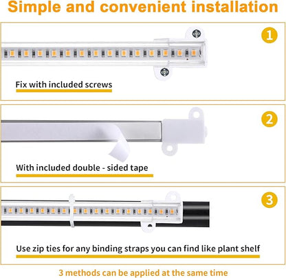 8.6 Inches LED Plant Growing Light Strips, Full Spectrum 3000K Grow Light for Indoor Plants with 3/9/12H Timer, 10 Dimmable Levels for Seedling Succulent and Plant Shelf (4 Head×2pcs)