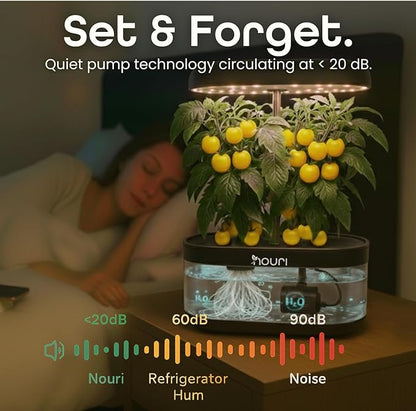 Nouri 7 Pod Smart Garden for Home Cooks | w/Heirloom Basil | Hydroponics Growing System | LED Grow Lights | Indoor Herb Garden Kit | Herb Growing Kit Indoors for Plant Lovers, Gardeners, Kitchen