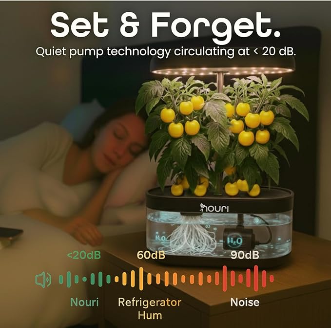 Nouri 7 Pod Smart Garden for Home Cooks | w/Heirloom Salad | Hydroponics Growing System | LED Grow Lights | Indoor Herb Garden Kit | Herb Growing Kit Indoors for Plant Lovers, Gardeners, Kitchen