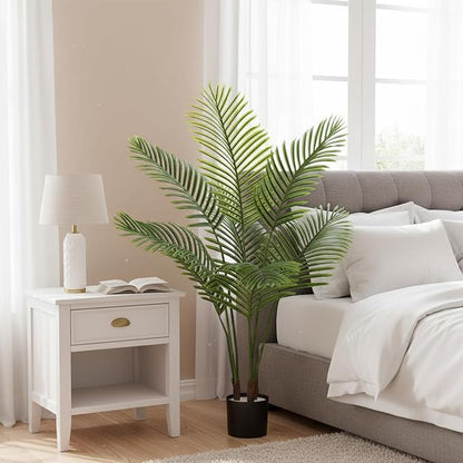 Artificial Palm Trees, 5FT Tall Faux Tree for Indoor and Outdoor, Artificial Plants with Basic Planter, Suitable for Home, Bathroom, Porch Outside Patio Decor