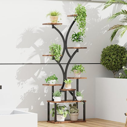 Plant Stand Indoor with Grow Lights, 9 Tiered Plant Shelf Indoor, 60" Corner Plant Stand for Indoor Plants Multiple, Metal Tall Plant Flower Holder, S-Shaped Plant Rack for Home, Patio,Living Room