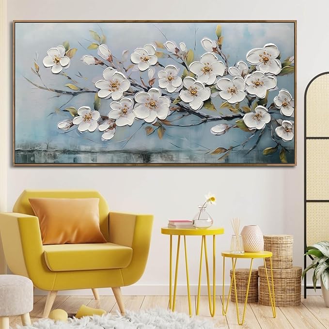 Anolyfi Framed Large Textured Canvas Wall Art for Living Room, Modern Elegant Landscape Artwork for Bedroom Hallway Dining Room Office Home Decor, 48"x24"