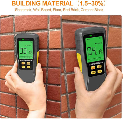 Pinless Moisture Meter, Digital Wood Moisture Tester, Non-Destructive Induction Moisture Detector for Drywall, Lumber, Building Materials, Easy Read and Three Color Indicate