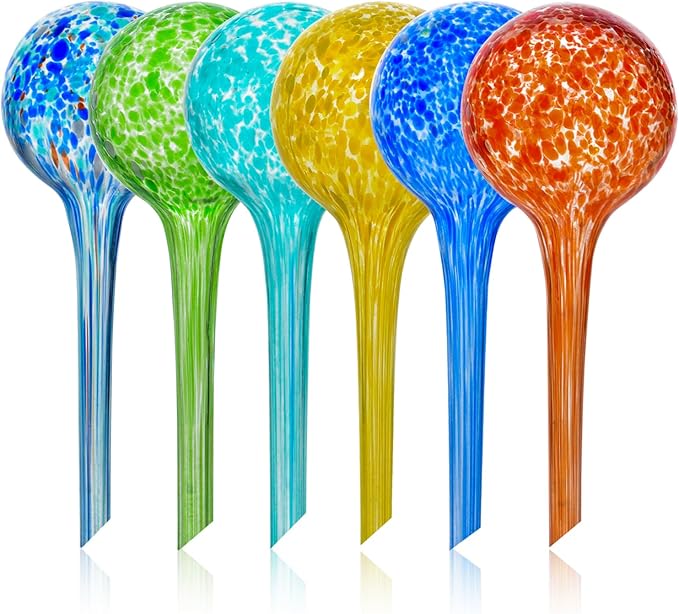 Plant Watering Globes Set of 6,Small Glass Self Watering Globes for Indoor & Outdoor Plants Vacation Plant Care Automatic Watering Bulbs Self Watering Planter Insert