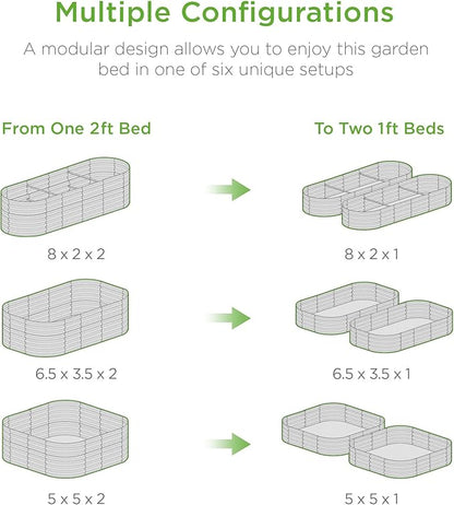 Best Choice Products 8x2x2ft Metal Raised Garden Bed, Oval Outdoor Deep Root Planter Box for Vegetables, Herbs w/ 4 Support Bars, 215 Gal Capacity - Wood Grain