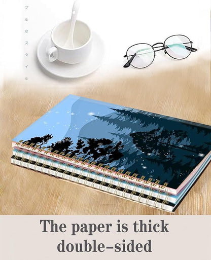Spiral Journal Notebook,A5 Hardcover Lined Journals for Women Girl 6 x 8.3 in,120 Pages Thick Paper,Cute College Ruled Writing Notebook for Gifts Office Work School(Tree Mountain)