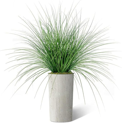 Artificial Tree in Modern Swirl Pattern Planter, Fake Onion Grass Silk Tree for Indoor and Outdoor Home Decoration - 55" Overall Tall (Plant Pot Plus Tree)