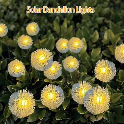 4PK 32LED Solar Garden Lights Outdoor, Dandelion Solar Lights Outdoor, IP65 Waterproof Firefly Light Outside Decor for Patio Pathway, Sway by Wind for Fairy Garden Dandelion Decorations, Warm White
