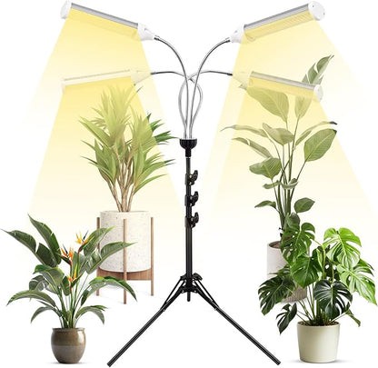 LED Grow Lights for Indoor Plants, 420 LEDs Full Spectrum Plant Lights for Indoor Growing with 15-63 inches Adjustable Tripod Stand, 4 Heads Floor Grow Lamp with 3/6/12H Auto On/Off Timer Function