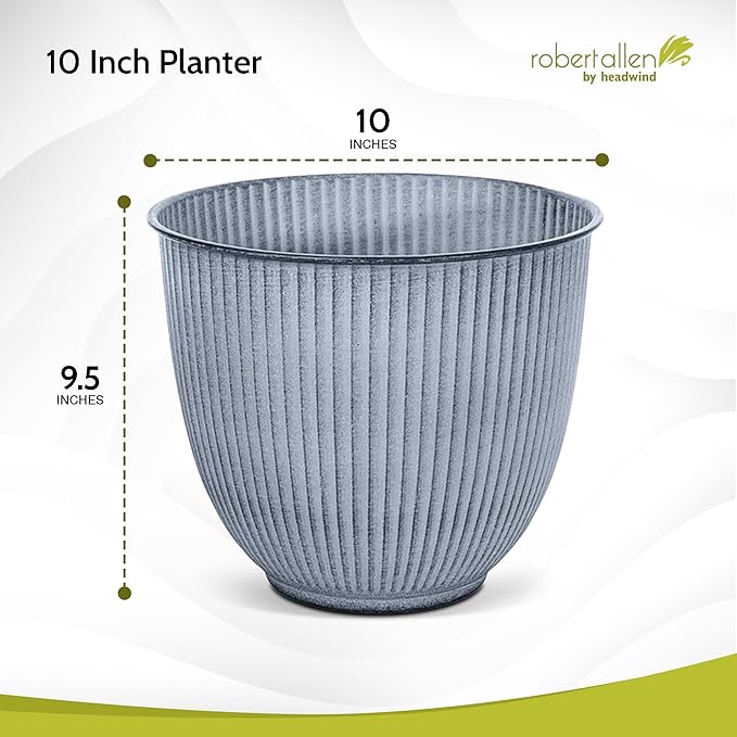 Headwind Robert Allen Natural Ironstone Decorative Planter, Archer Collection, Steel Blue, 10-inch