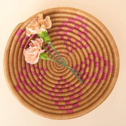 Small Decorative Bowl, Centerpiece, Storage, Organizaing, Home Décor Accents, Woven, Boho, 7" Wide, Pink