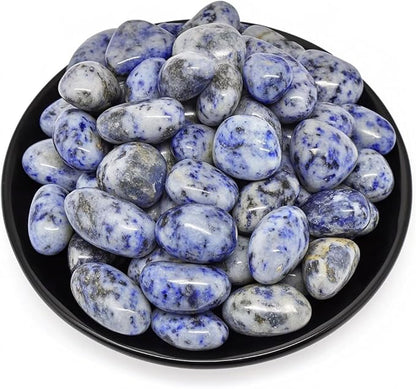 Blue Spot Jasper Healing Crystal Stone Set - 24 Pieces, 0.6" Natural & Polished Stones for Healing, Meditation, Reiki, Chakra, Crafting & Decoration