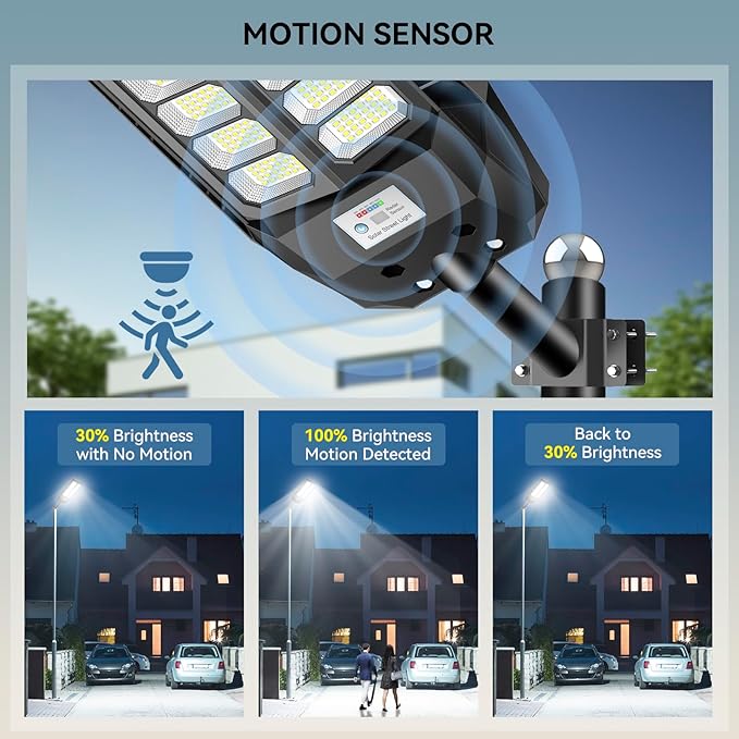 8000W Solar Lights Outdoor, Solar Street Lights Outdoor Waterproof with Motion Sensor and Remote Control, 6500K Dusk to Dawn Security Flood Light for Outside, Yard, Parking Lot, Garden, 1 Pack