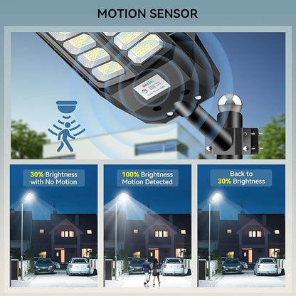 8000W Solar Lights Outdoor, Solar Street Lights Outdoor Waterproof with Motion Sensor and Remote Control, 6500K Dusk to Dawn Security Flood Light for Outside, Yard, Parking Lot, Garden, 1 Pack